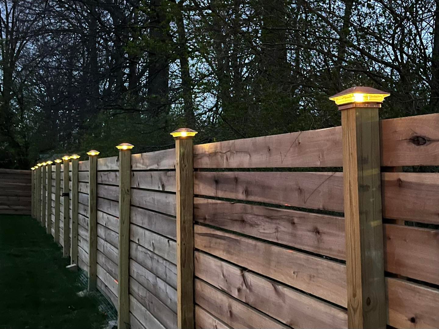 Residential Fencing - Wood Fences with Solar Post Lights